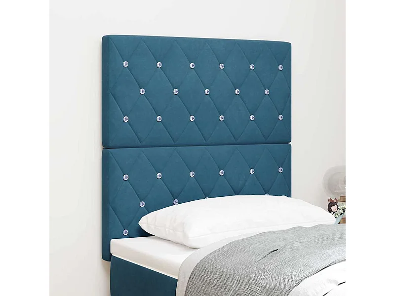 Tête de Lit | Panneau de tête pour lit Moderne LED Argyle Manuel Bleu foncé 80 cm Velours