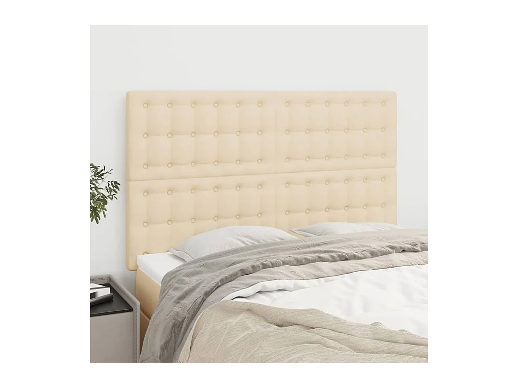 Têtes de lit | Panneaux de tête pour lit Moderne 4 pcs Crème 72x5x78/88 cm Tissu