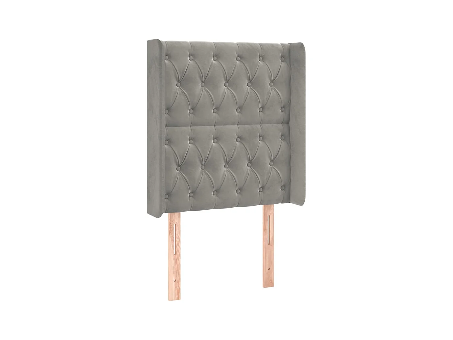 Cabecero | Cabezal de Cama | Mueble cabecero con orejas de terciopelo gris claro 83x16x118/128 cm