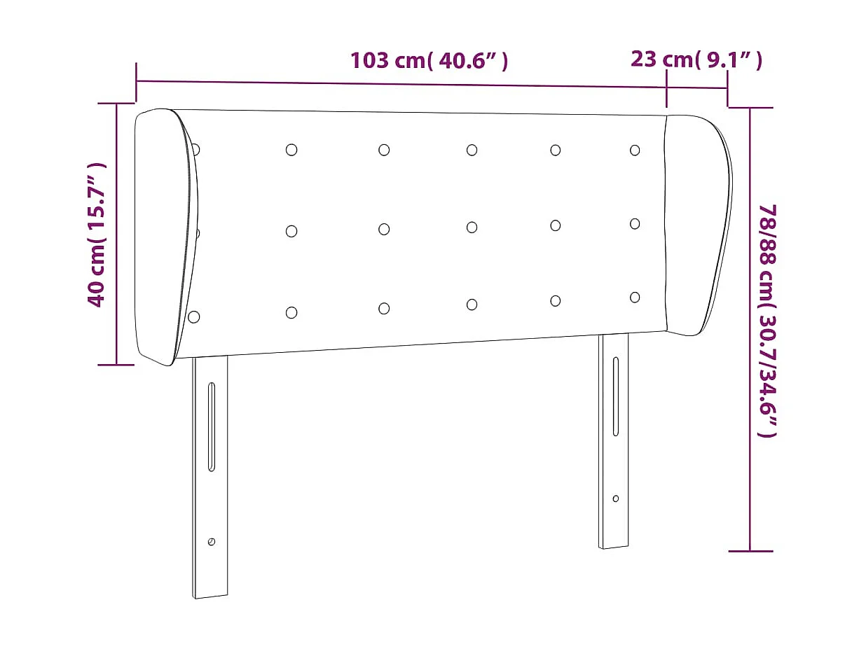 Mueble cabecero | Cabezal de cama | Cabecero de tela gris oscuro 103x23x78/88 cm