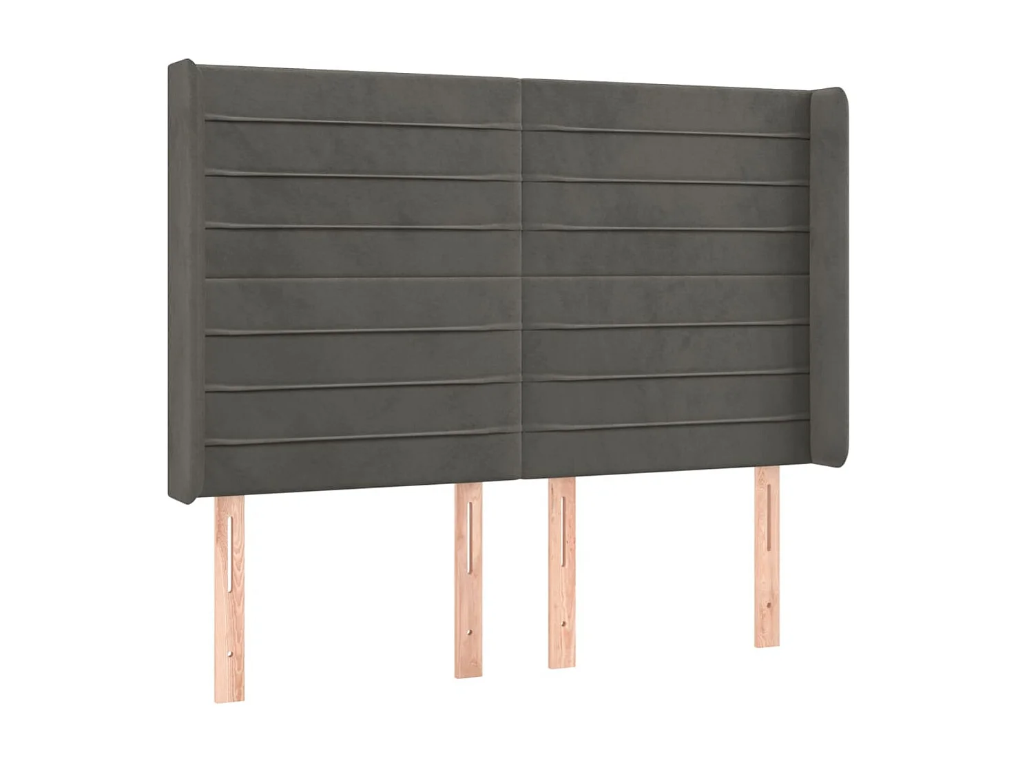 Tête de Lit | Panneau de tête pour lit Moderne avec oreilles Gris foncé 147x16x118/128 cm Velours