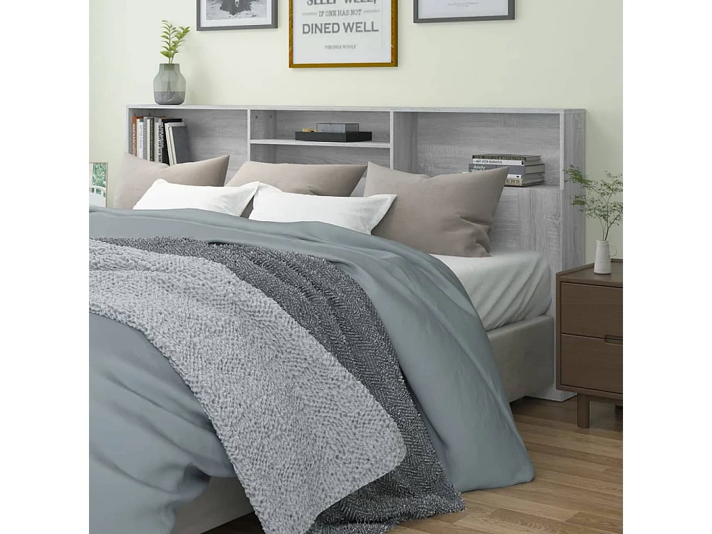 Cabecero de Cama | Cabezal de Cama | Mueble cabecero color gris Sonoma 220x19x103,5 cm