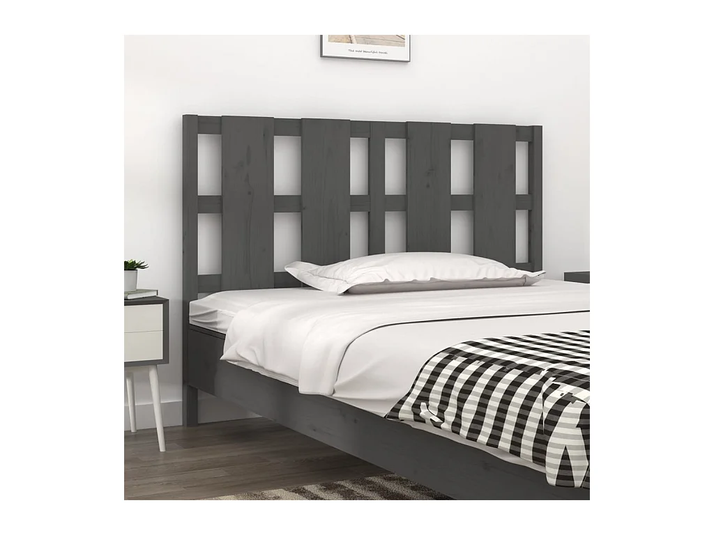 Cabecero de Cama | Cabezal de cama | Mueble de cabecero madera maciza de pino gris 125,5x4x100 cm