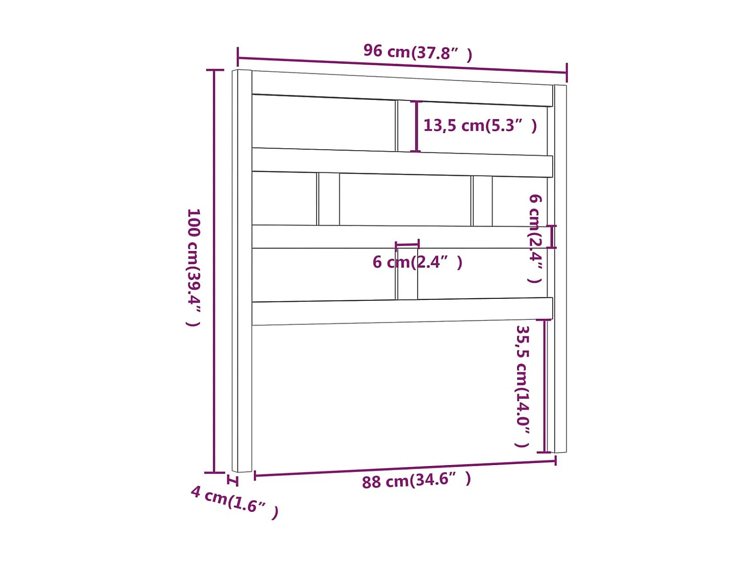 Tête de Lit | Panneau de tête pour lit Moderne 96x4x100 cm Bois massif de pin