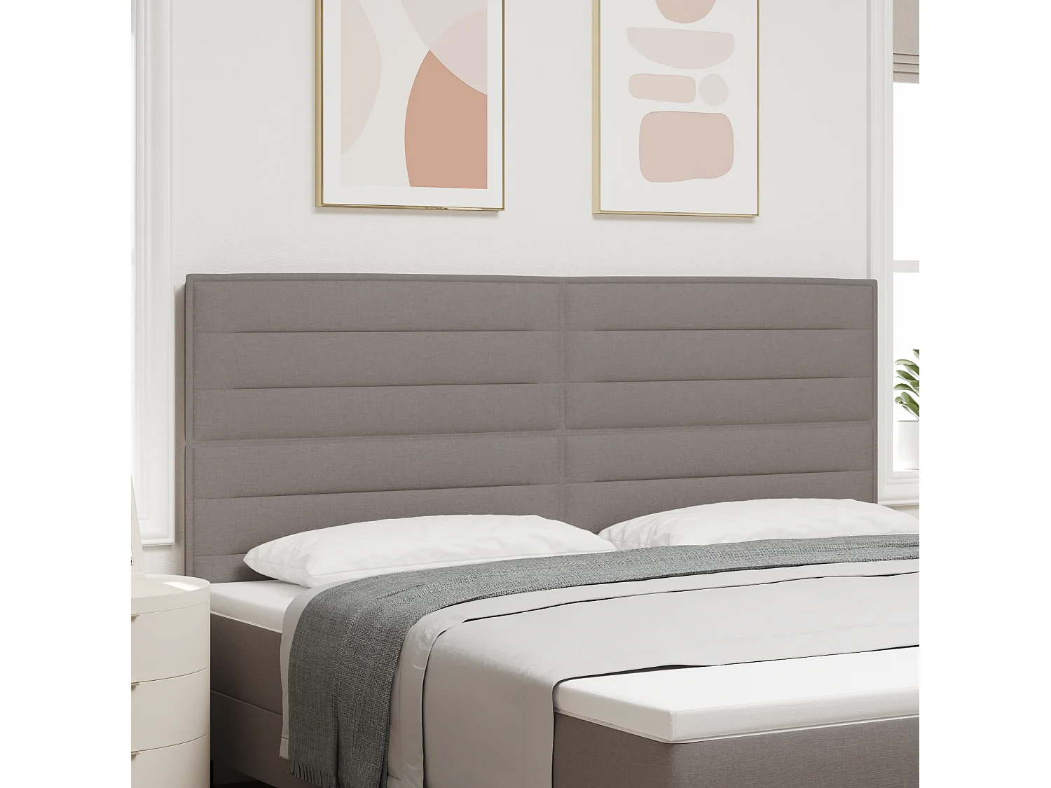 Cabecero Otro con cabecera | Cabezal de cama Taupé 200 cm tela