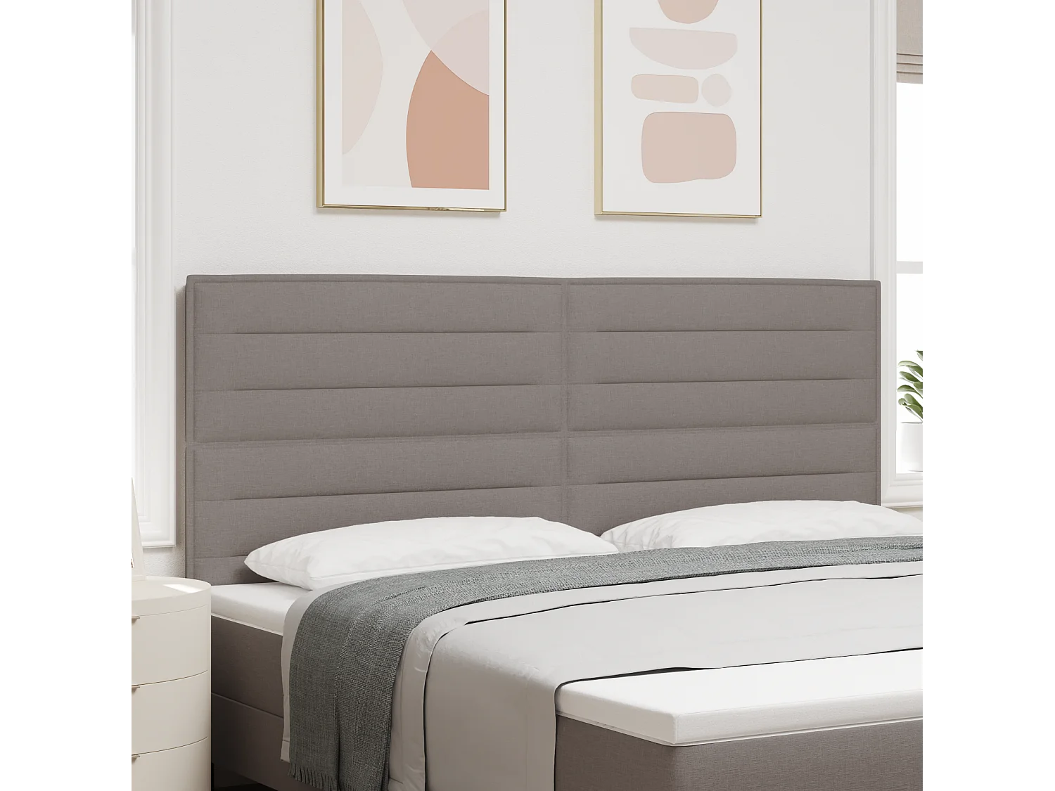 Tête de Lit | Panneau de tête pour lit Moderne Hauteur réglable Manuel Taupe 200 cm tissu