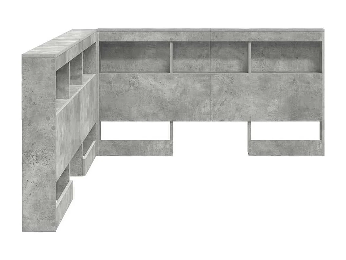 Tête de Lit de rangement | Panneau de tête pour lit Gris béton 150 cm Bois d'ingénierie