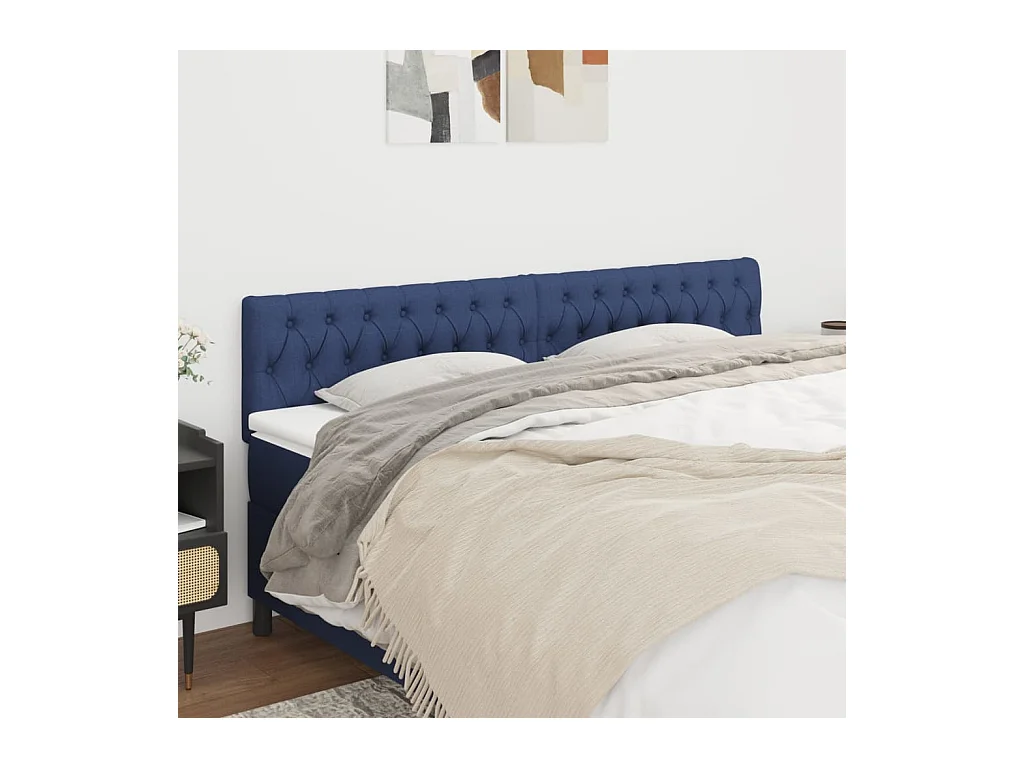 Cabeceros | Cabezal de cama | Mueble de cabecero 2 unidades de tela azul 90x7x78/88 cm