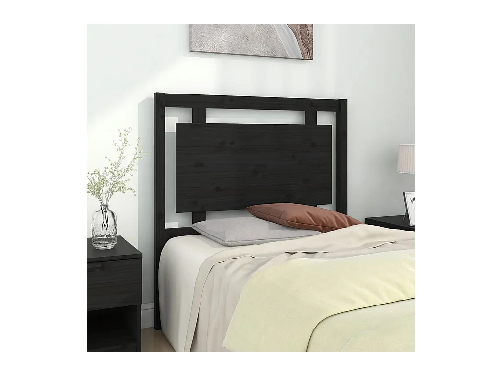 Cabecero de Cama | Cabezal de cama | Mueble de cabecero madera maciza de pino negro 95,5x4x100 cm