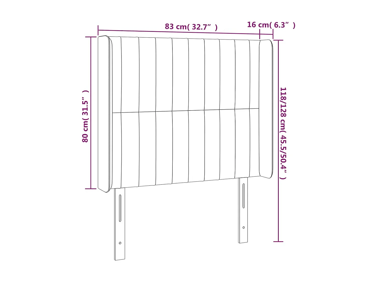 Hoofdbord | Hoofdeinde LED 83x16x118/128 cm stof taupe