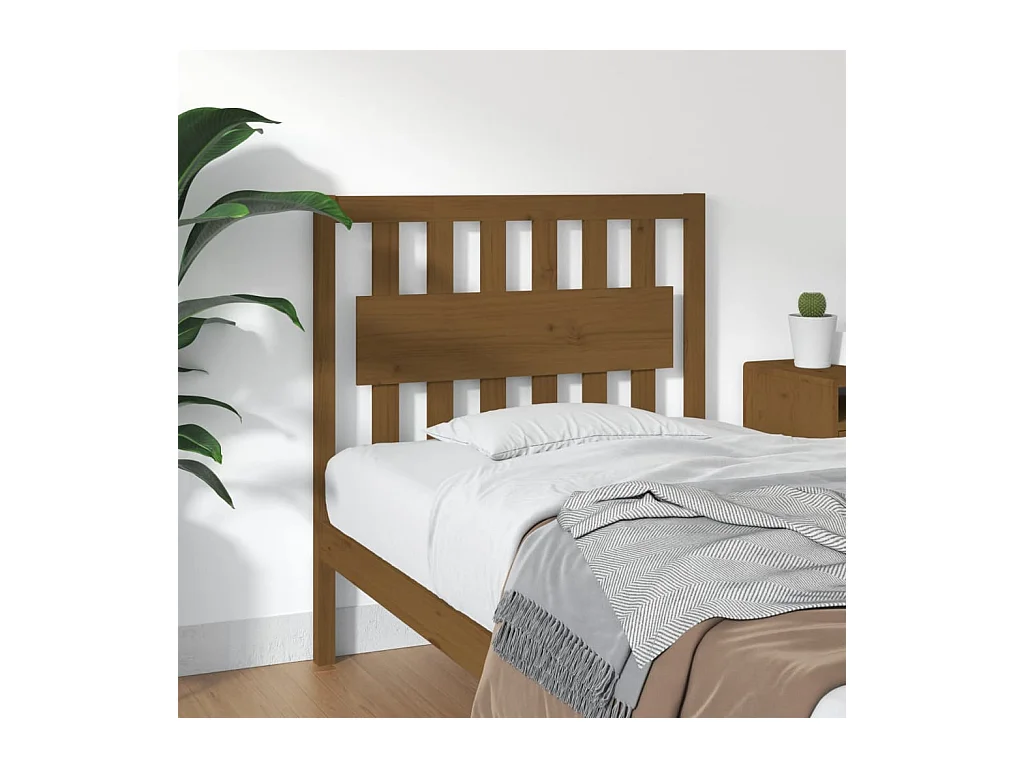 Cabecero de Cama | Cabezal de cama | Mueble de cabecero madera maciza pino marrón miel 95,5x4x100 cm