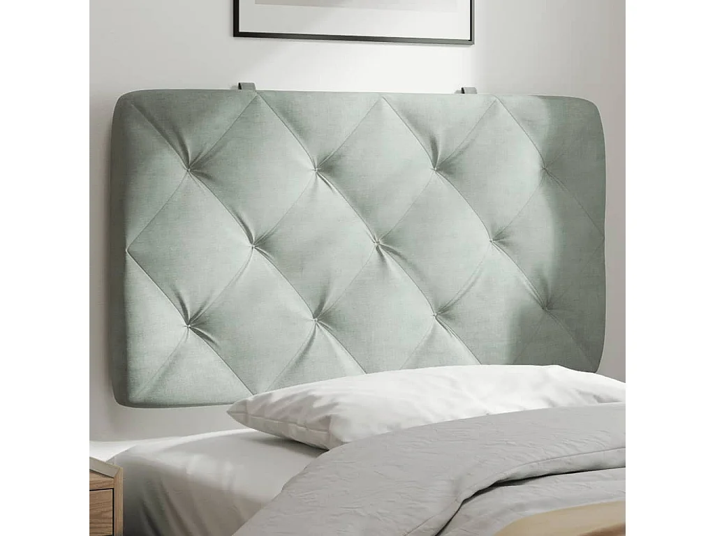 Hoofdbord | Hoofdbordkussen 90 cm velvet lichtgrijs