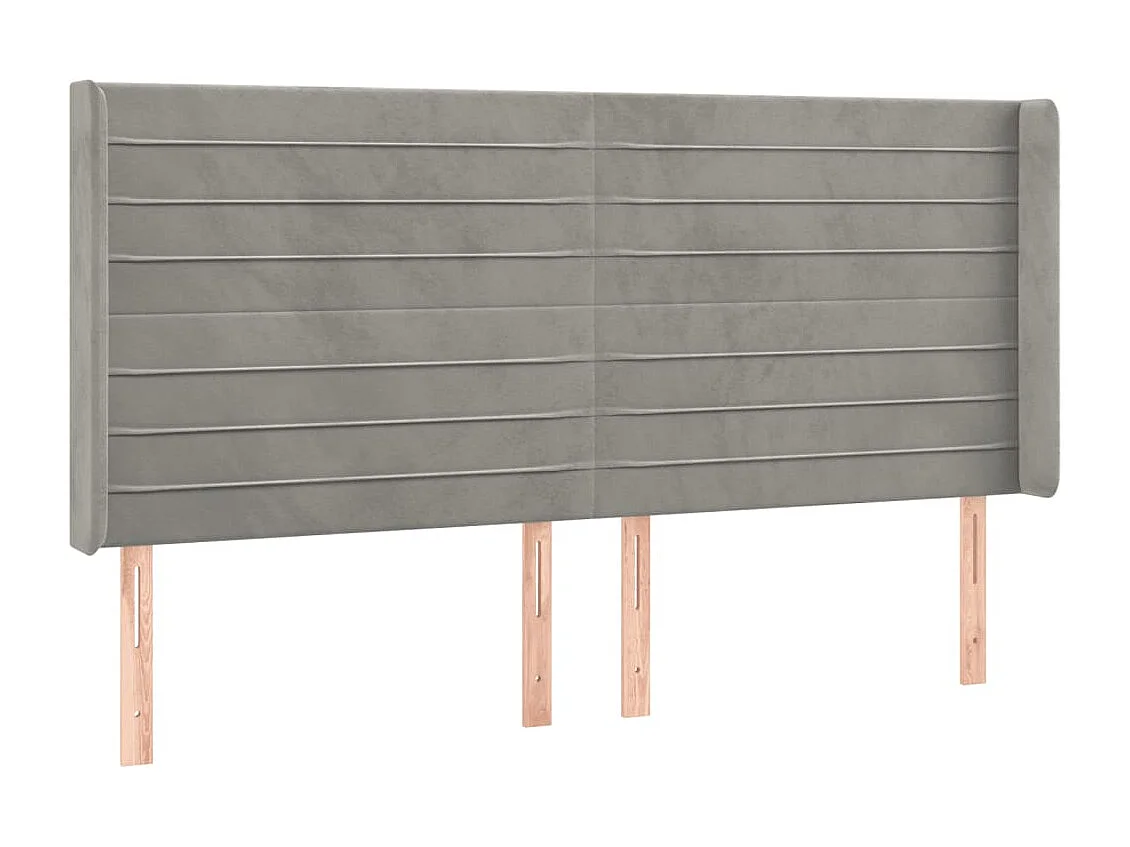 Hoofdbord | Hoofdeinde LED 203x16x118/128 cm fluweel lichtgrijs