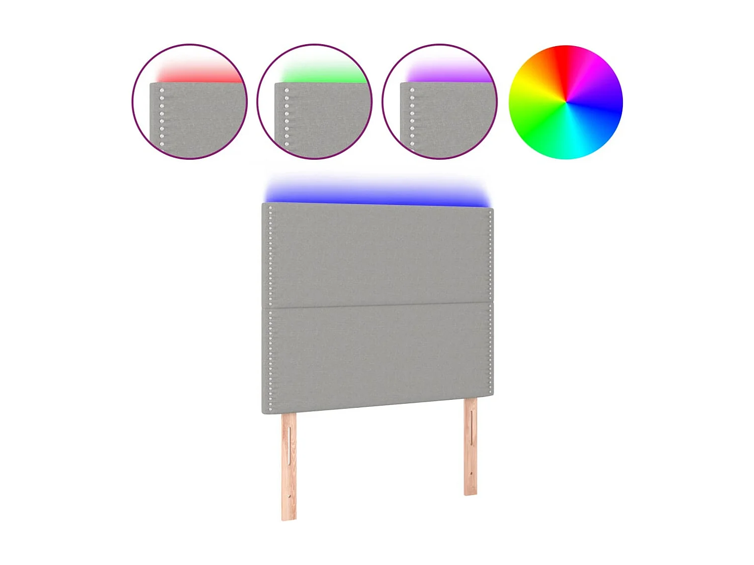 Tête de Lit | Panneau de tête pour lit Moderne à LED Gris clair 100x5x118/128 cm Tissu
