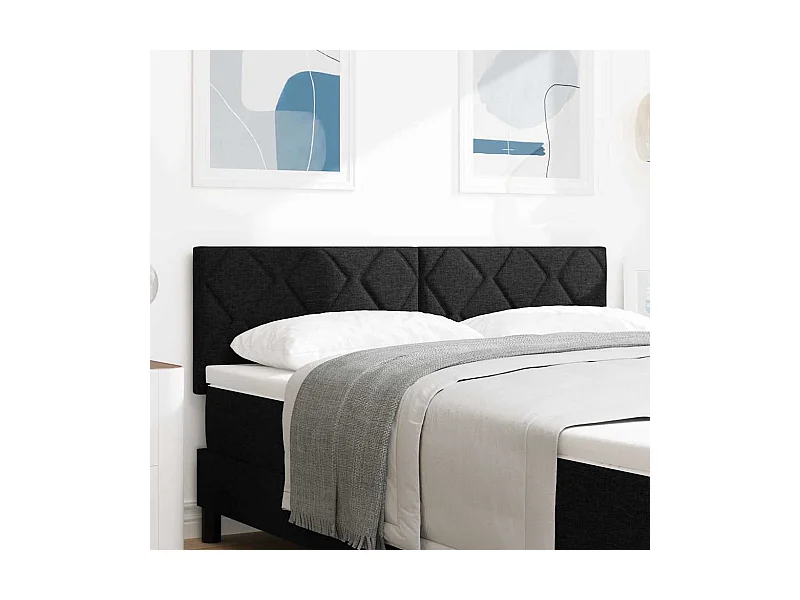 Tête de Lit | Panneau de tête pour lit Moderne avec des lumières à LED Réglable Noir 144 cm tissu