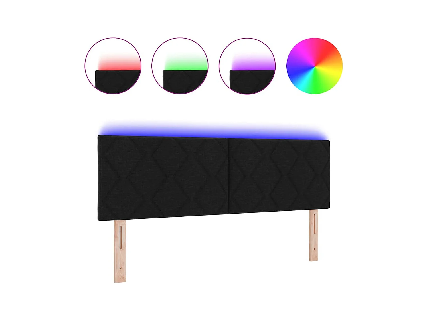 Tête de Lit | Panneau de tête pour lit Moderne avec des lumières à LED Réglable Noir 144 cm tissu