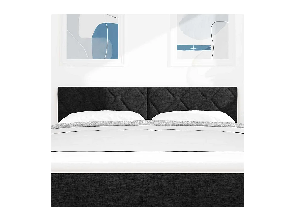 Tête de Lit | Panneau de tête pour lit Moderne avec des lumières à LED Réglable Noir 144 cm tissu