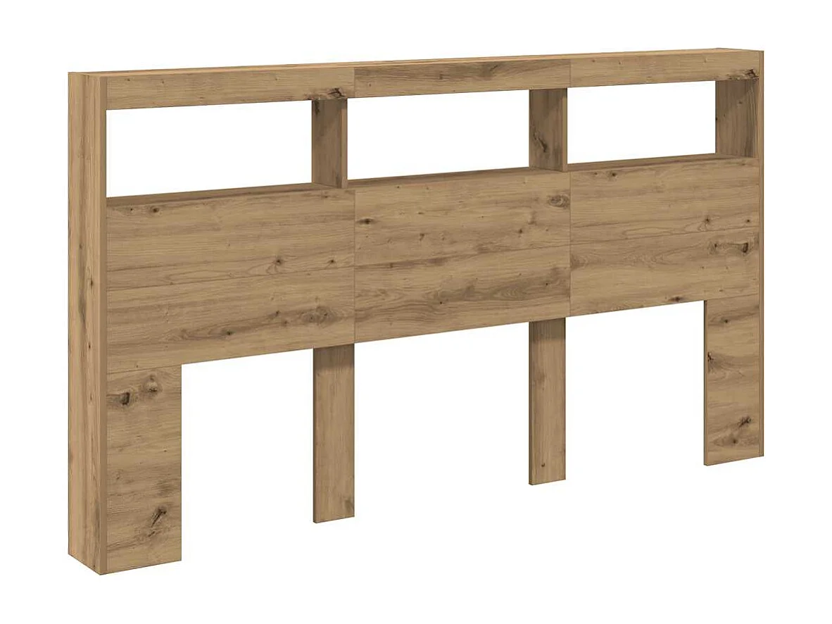 Cabecero de Cama | Cabezal de cama | Mueble de cabecero con LED roble artesanal 180x17x102 cm