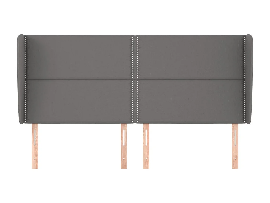 Cabecero | Cabezal de Cama | Mueble cabecero con orejas cuero sintético gris 183x23x118/128cm