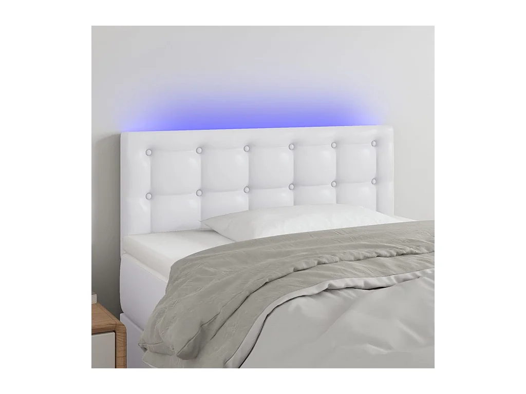 Tête de Lit | Panneau de tête pour lit Moderne à LED Blanc 80x5x78/88 cm Similicuir