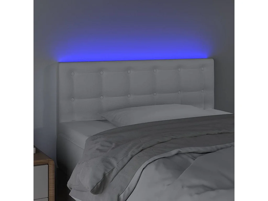 Tête de Lit | Panneau de tête pour lit Moderne à LED Blanc 80x5x78/88 cm Similicuir