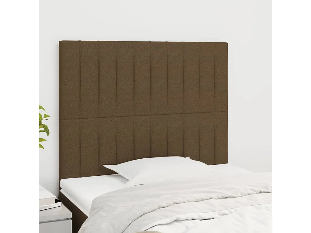 Têtes de lit | Panneaux de tête pour lit Moderne 2 pcs Marron Foncé 100x5x78/88 cm Tissu