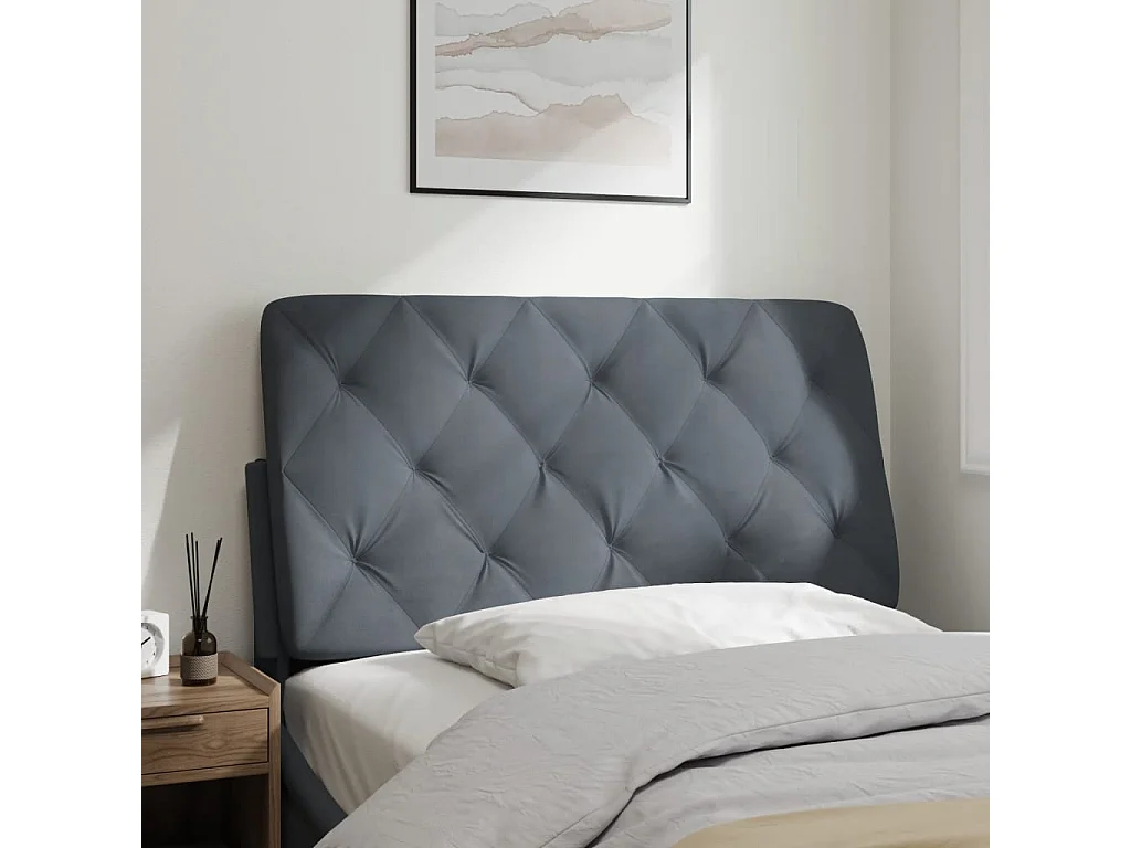 Cabecero de Cama | Cabezal de cama | Mueble de cabecero acolchado terciopelo gris oscuro 100 cm