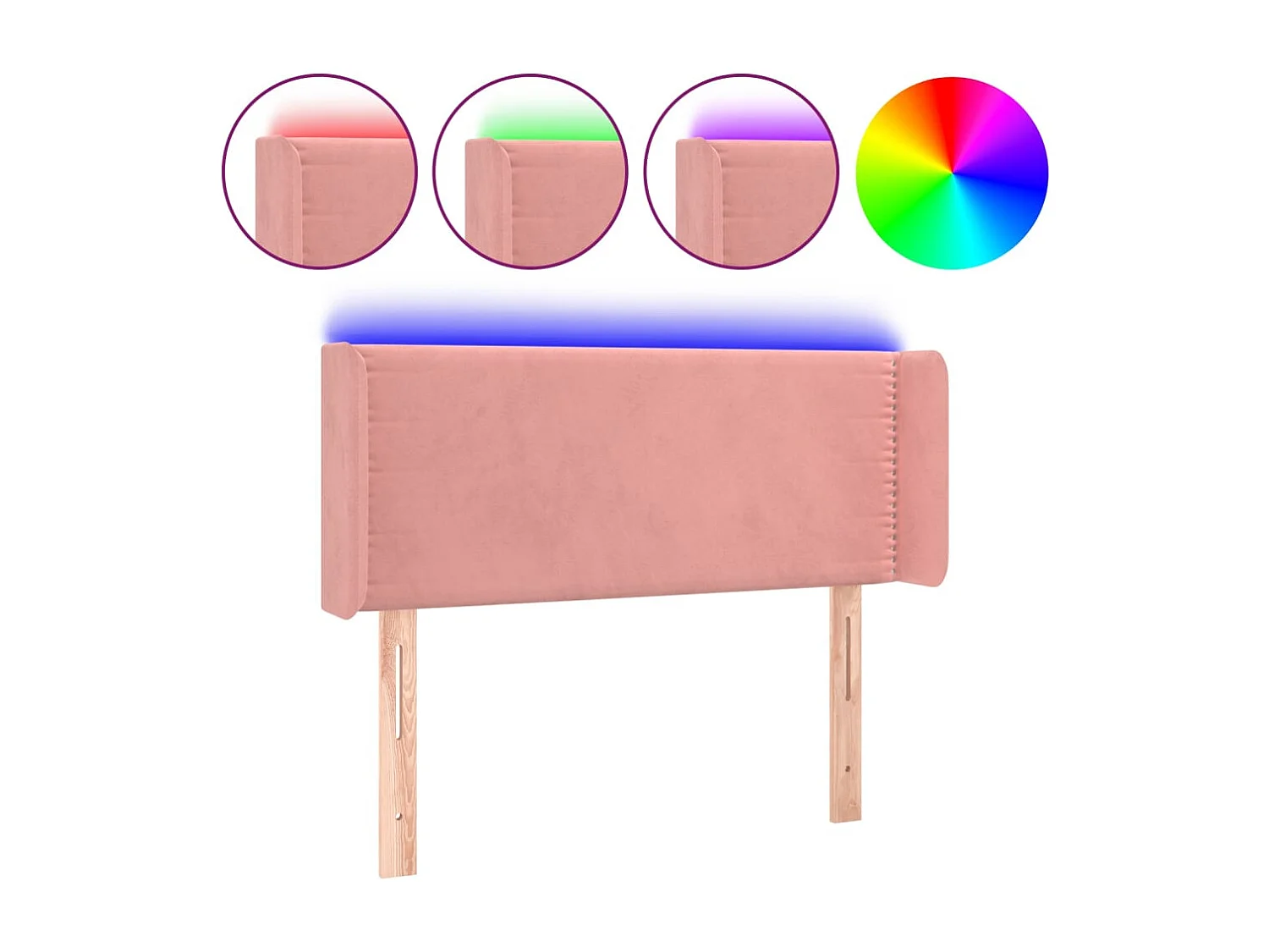 Hoofdbord | Hoofdeinde LED 103x16x78/88 cm fluweel roze