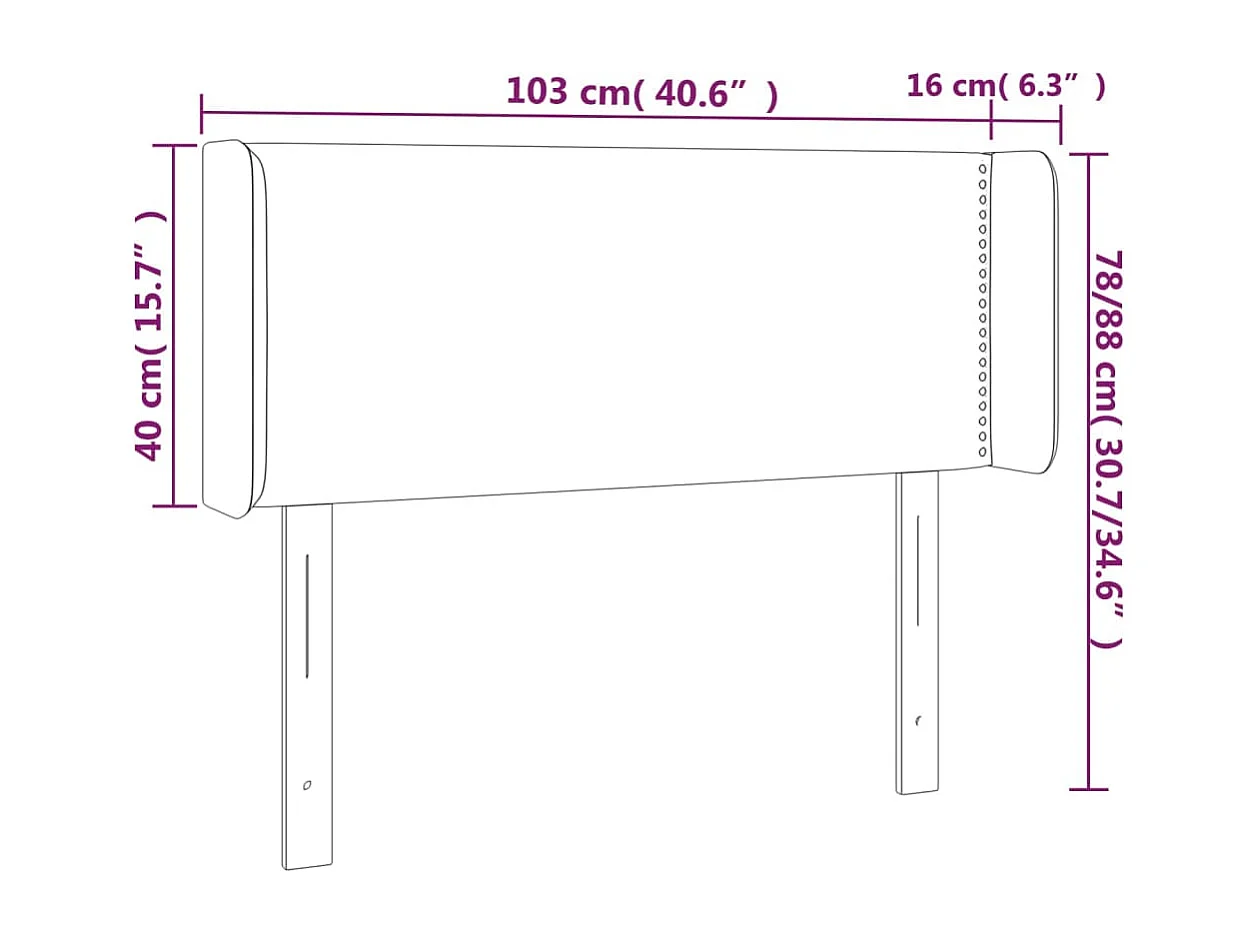 Hoofdbord | Hoofdeinde LED 103x16x78/88 cm fluweel roze