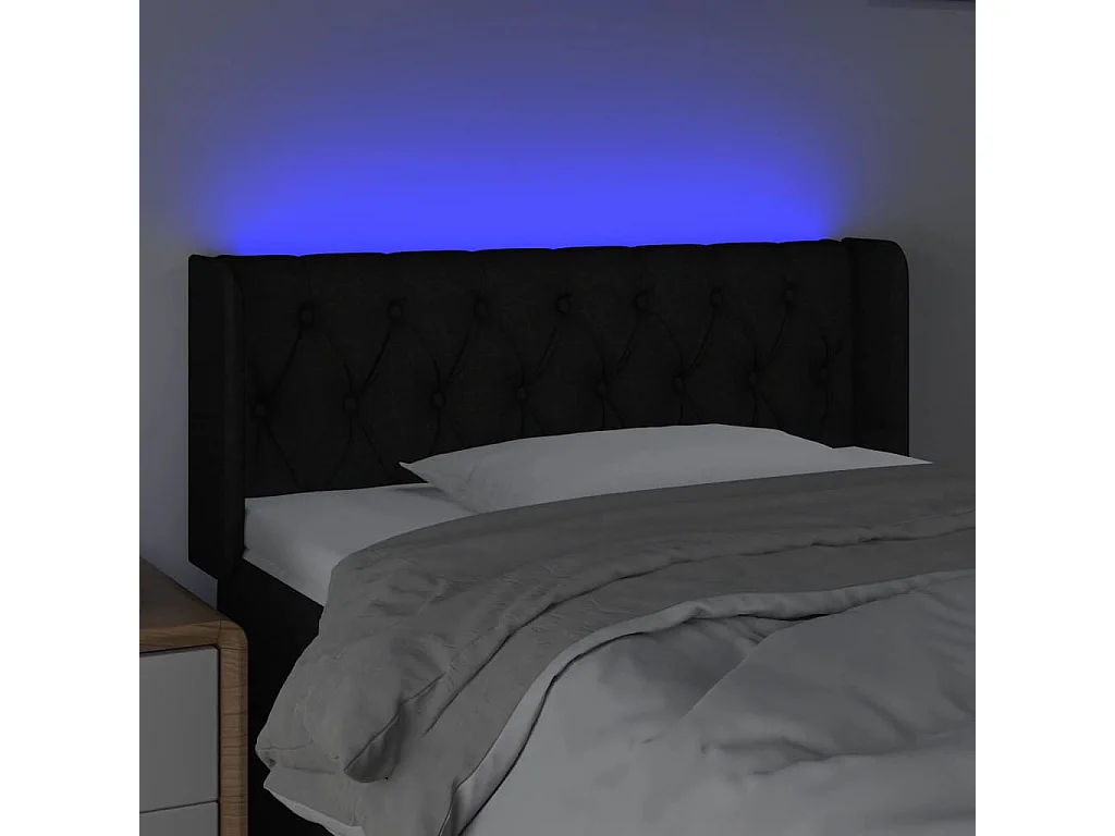 Tête de Lit | Panneau de tête pour lit Moderne à LED Noir 93x16x78/88 cm Tissu