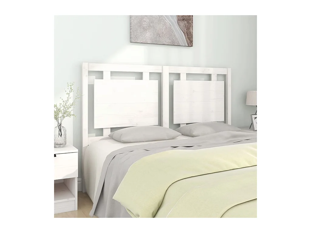 Cabecero de Cama | Cabezal de cama | Mueble de cabecero madera maciza de pino blanco 145,5x4x100 cm