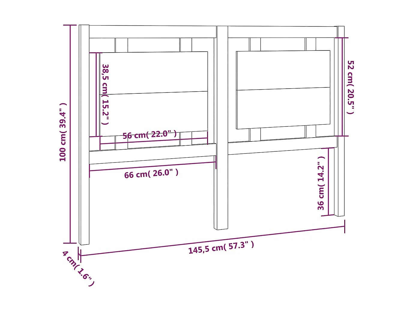 Tête de Lit | Panneau de tête pour lit Moderne Blanc 145,5x4x100 cm Bois massif de pin