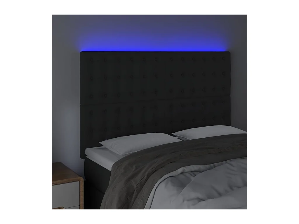 Cabecero | Cabezal de Cama | Mueble cabecero con luces LED terciopelo negro 144x5x118/128 cm