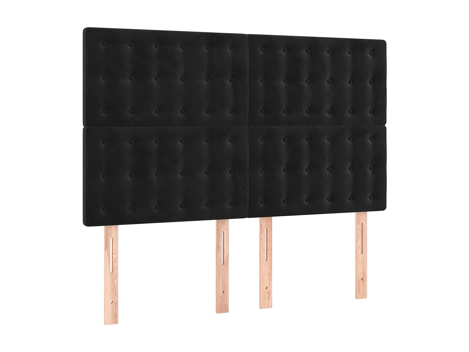 Cabecero | Cabezal de Cama | Mueble cabecero con luces LED terciopelo negro 144x5x118/128 cm