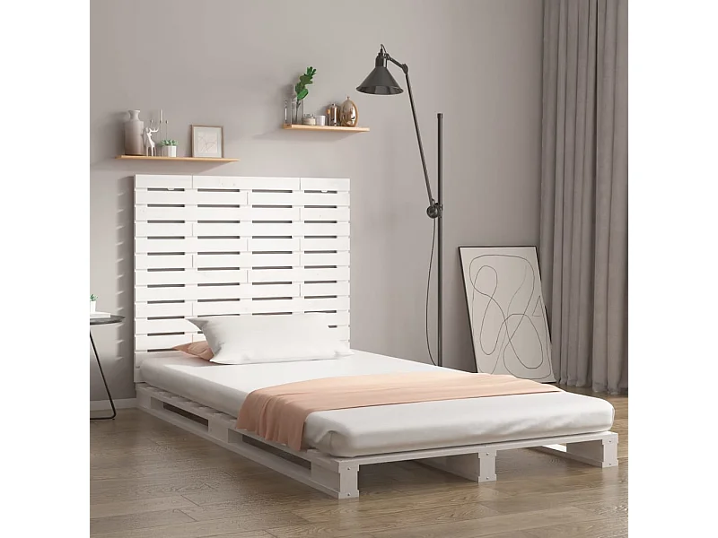 Cabecero cama | Cabezal de cama | Mueble de cabecero de pared madera maciza pino blanco 141x3x91,5 cm