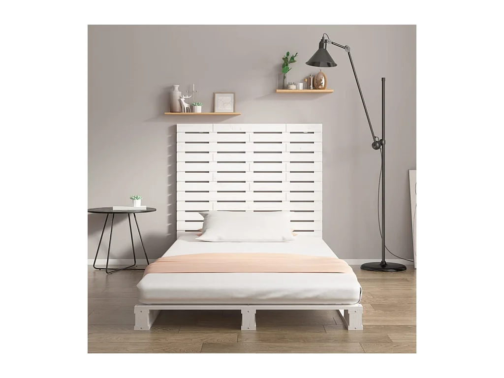 Cabecero cama | Cabezal de cama | Mueble de cabecero de pared madera maciza pino blanco 141x3x91,5 cm