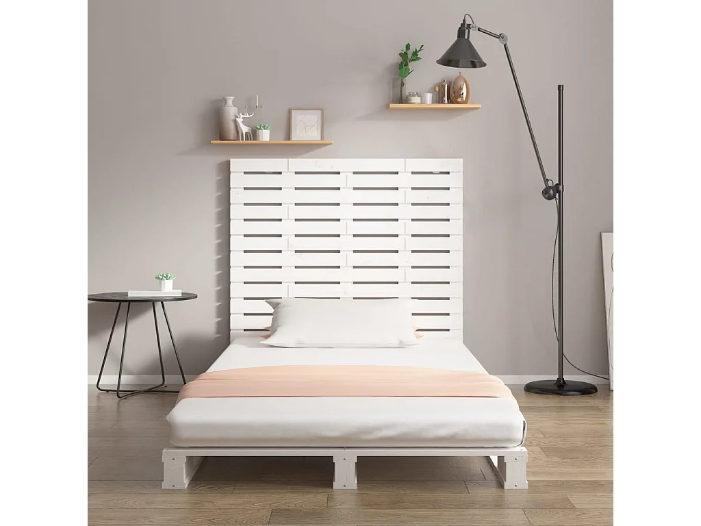 Tête de lit murale | Panneau de tête pour lit Moderne  Blanc 141x3x91,5 cm Bois massif de pin