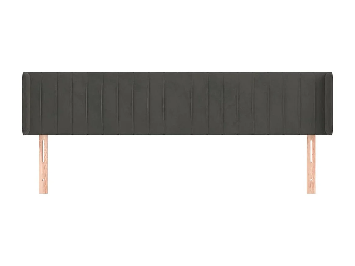 Mueble cabecero | Cabezal de cama | Cabecero de terciopelo gris oscuro 163x16x78/88 cm