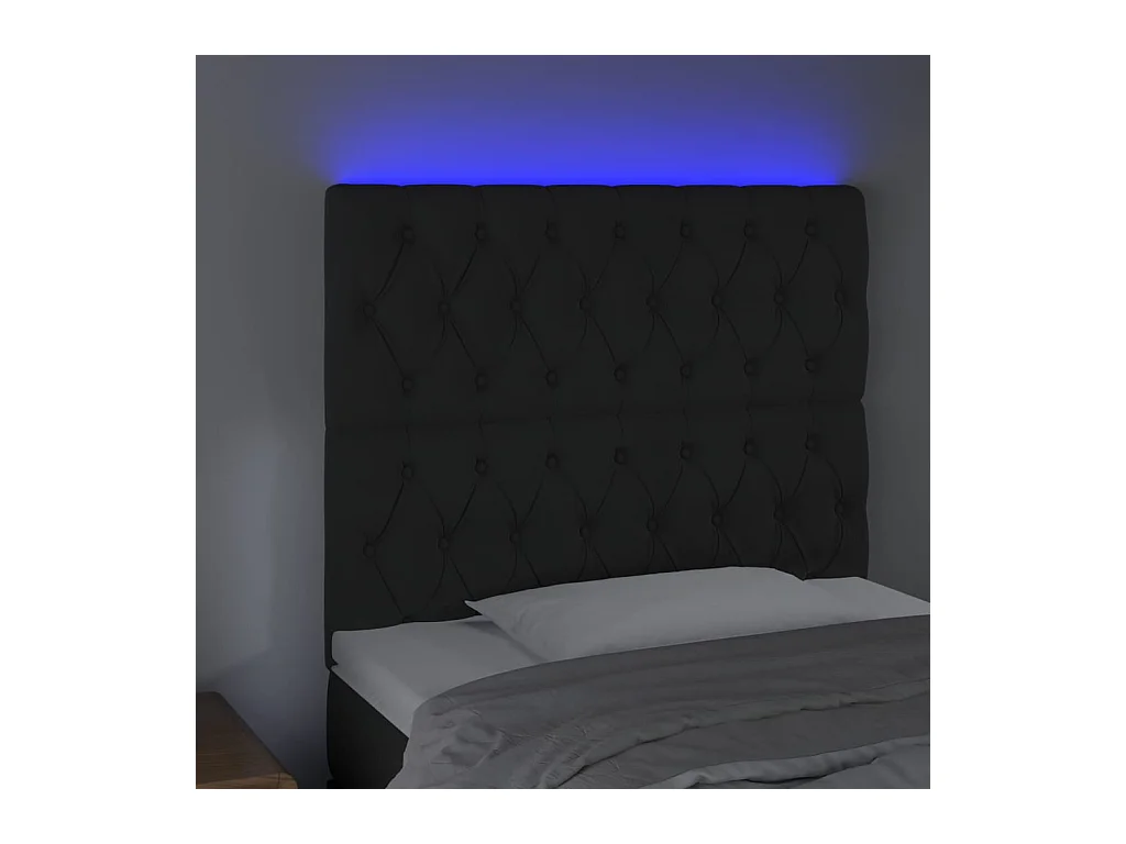 Cabecero | Cabezal de Cama | Mueble cabecero con luces LED terciopelo negro 100x7x118/128 cm