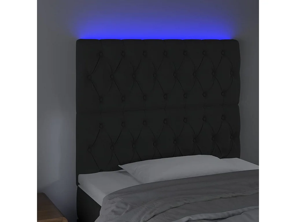 Tête de Lit | Panneau de tête pour lit Moderne à LED Noir 100x7x118/128 cm Velours