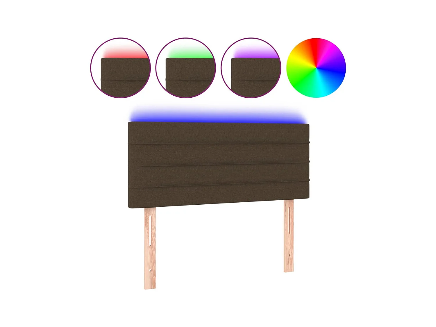 Tête de Lit | Panneau de tête pour lit Moderne à LED Marron Foncé 80x5x78/88 cm Tissu