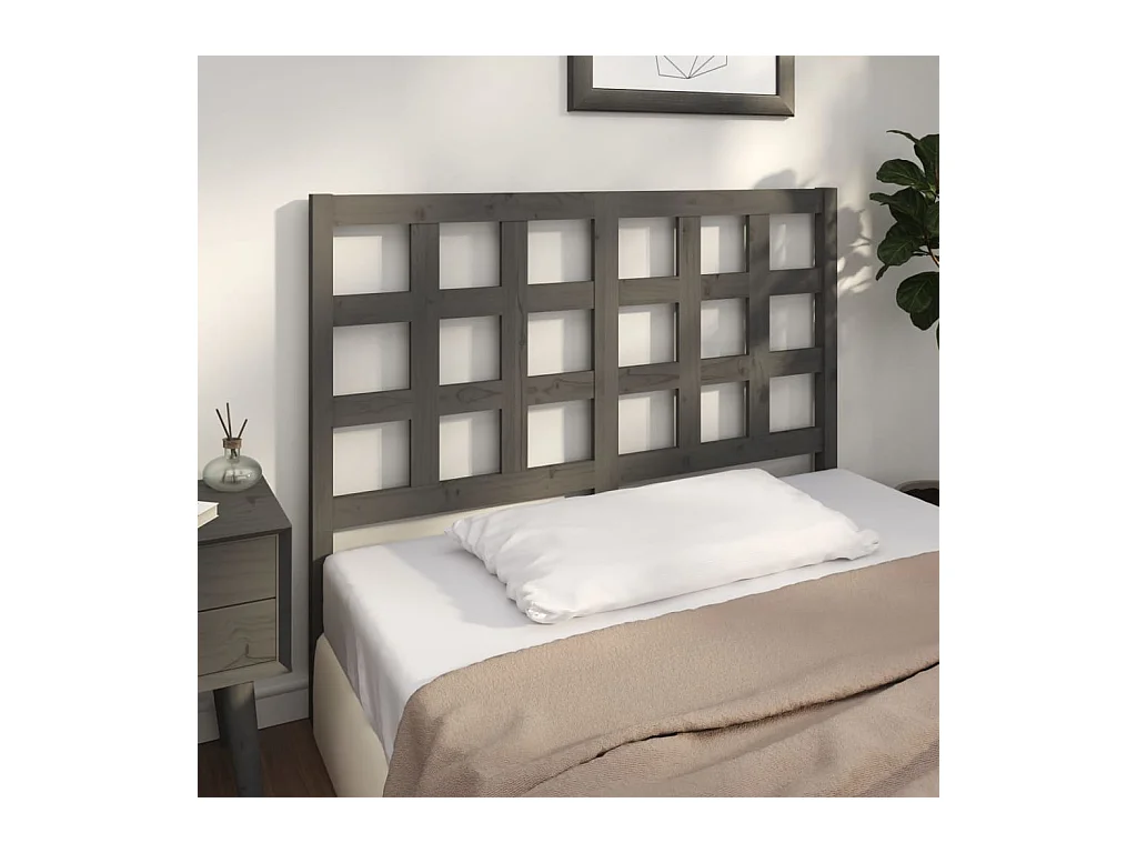 Cabecero de Cama | Cabezal de cama | Mueble de cabecero madera maciza de pino gris 125,5x4x100 cm