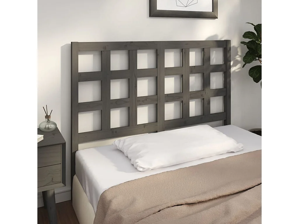 Tête de Lit | Panneau de tête pour lit Moderne Gris 125,5x4x100 cm Bois massif de pin