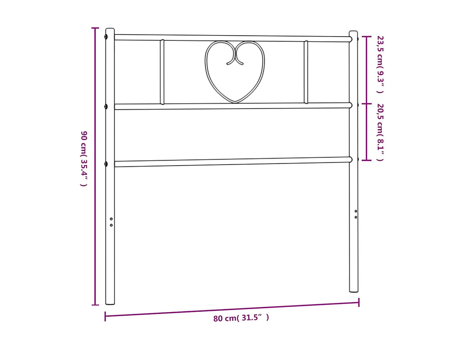 Tête de Lit | Panneau de tête pour lit Moderne métal blanc 75 cm