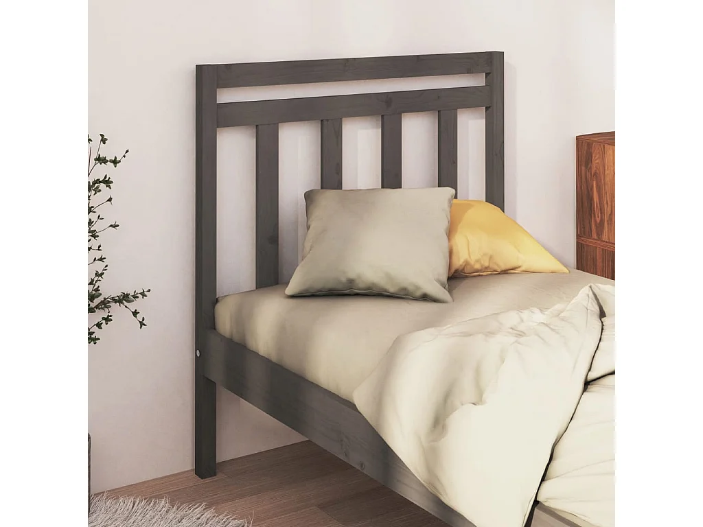 Tête de Lit | Panneau de tête pour lit Moderne Gris 81x4x100 cm Bois massif de pin