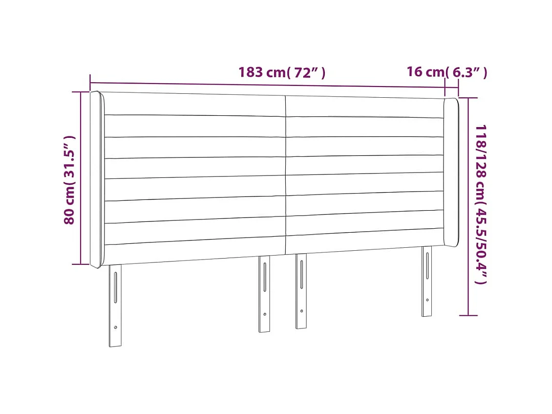 Cabecero | Cabezal de Cama | Mueble cabecero con LED de terciopelo gris oscuro 183x16x118/128 cm