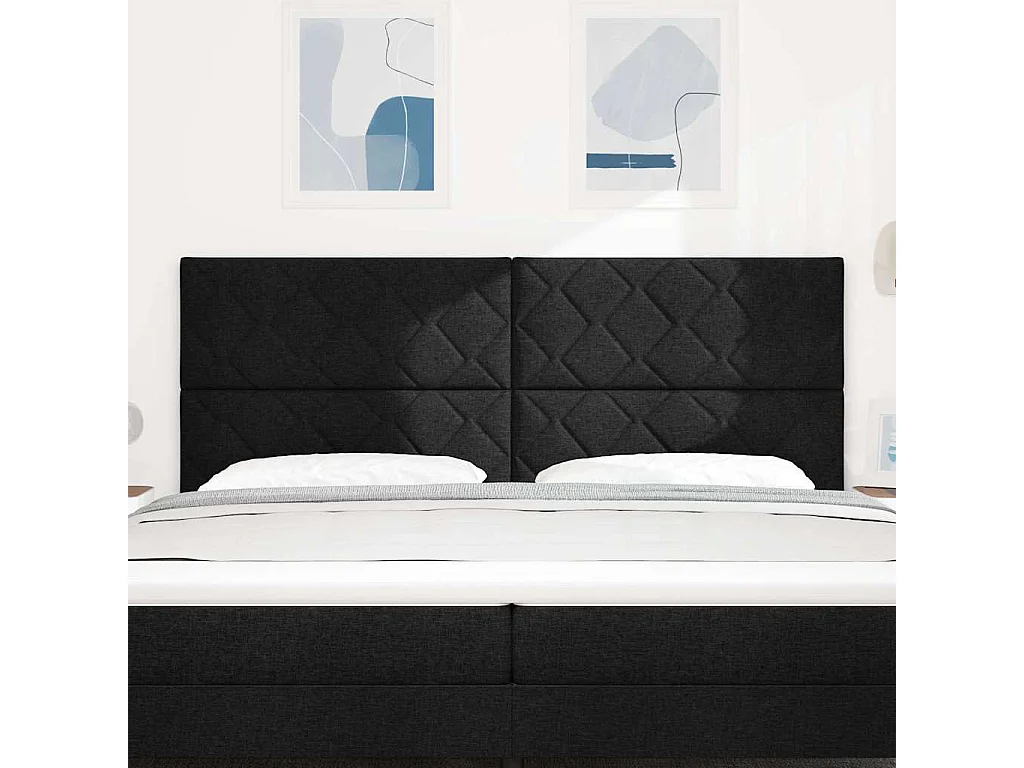 Tête de Lit | Panneau de tête pour lit Moderne avec des lumières à LED Réglable Noir 200 cm tissu