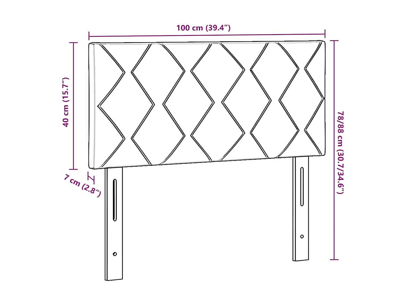 Tête de Lit | Panneau de tête pour lit Moderne en Tissu Geometric Manuel Noir 100 cm tissu