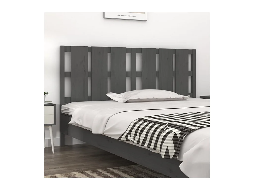 Tête de Lit | Panneau de tête pour lit Moderne Gris 165,5x4x100 cm Bois massif de pin