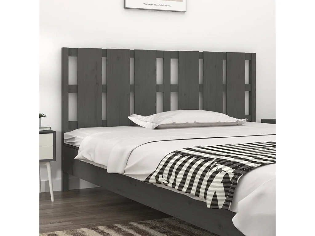 Tête de Lit | Panneau de tête pour lit Moderne Gris 165,5x4x100 cm Bois massif de pin